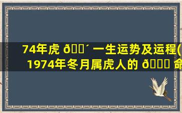 74年虎 🌴 一生运势及运程(1974年冬月属虎人的 🐞 命运如何)